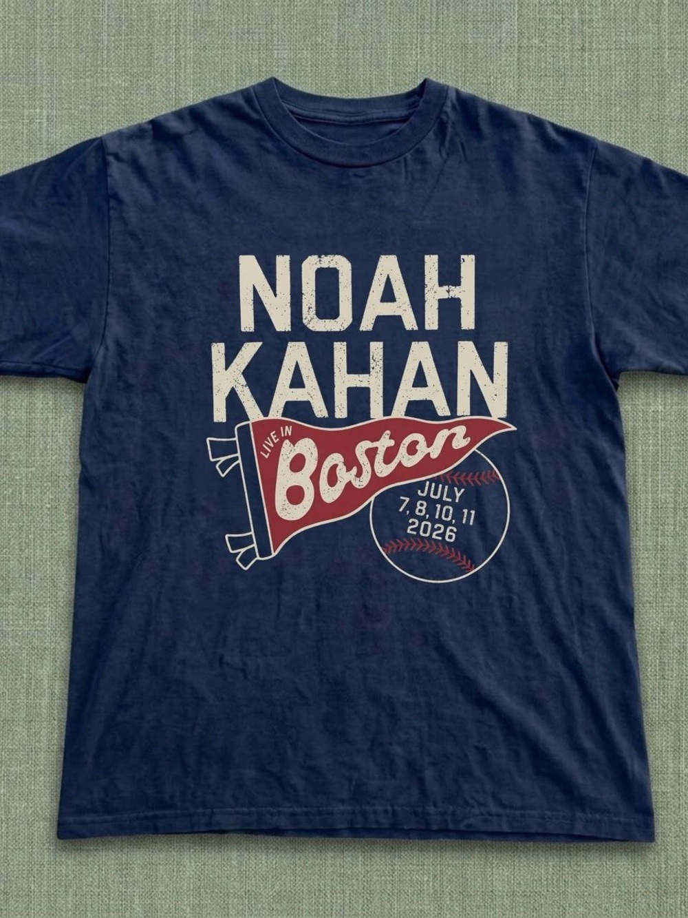 Noah Kahan Live in Boston 2026 Navy Concert Graphic Tee